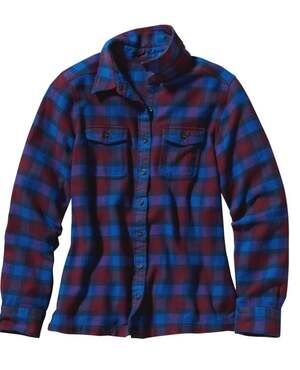 Patagonia Women's Long-Sleeved Fjord Flannel Shirt Organic Cotton Plaid Size 10